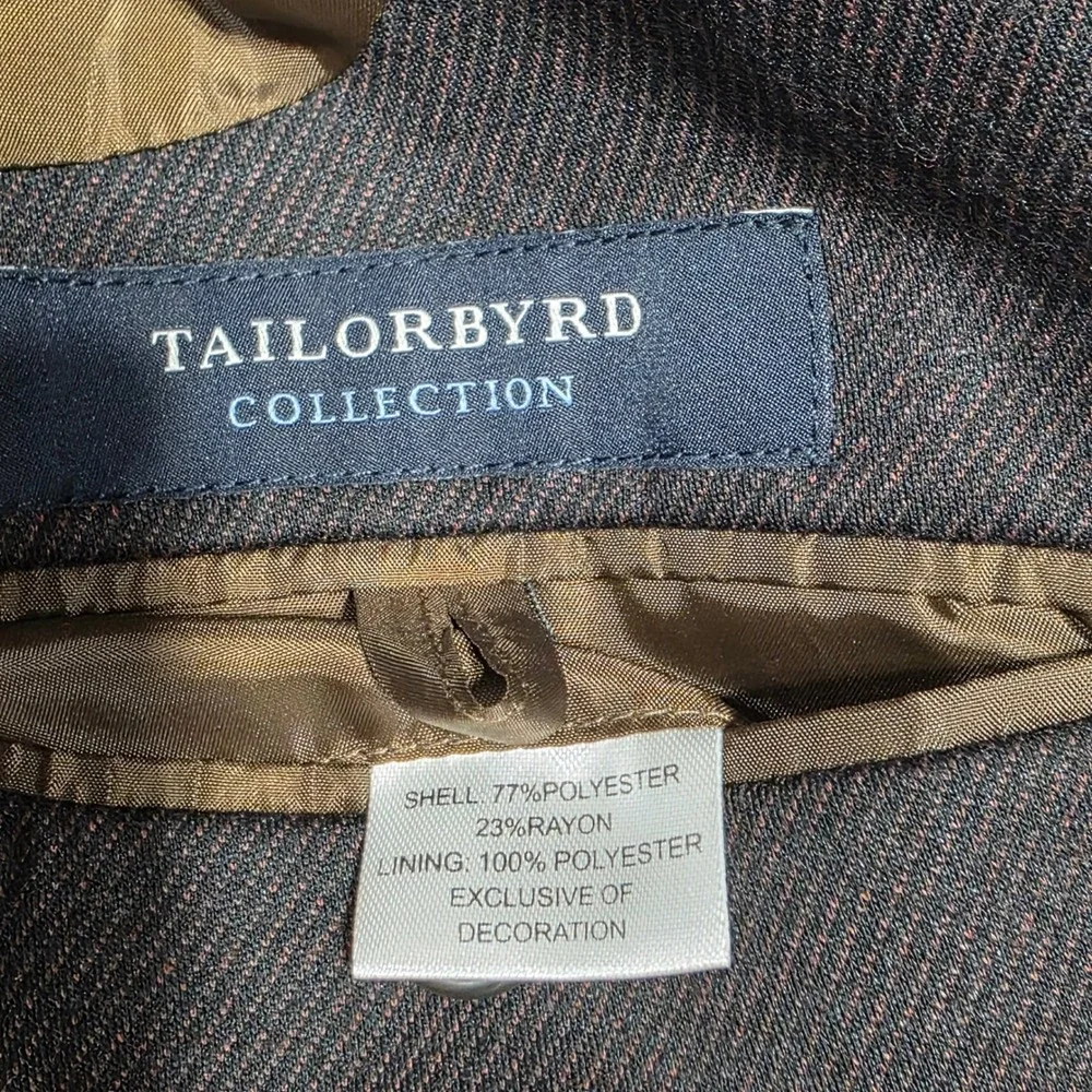 Tailorbyrd Collection Sport Coat Mens 44L Brown Polyester Rayon Blazer